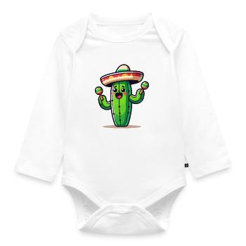 Fiesta-Kaktus: Der Saguaro-Shaker - Baby Bio-Langarm-Body - Weiß - Vorne