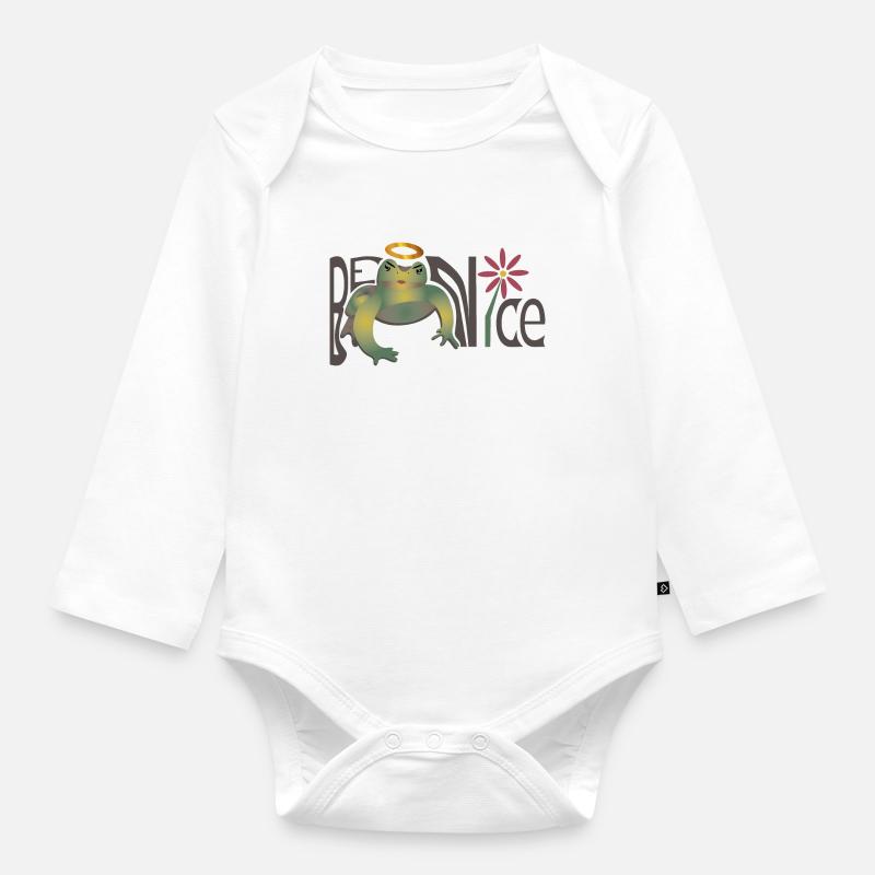 Be Nice - Organic Longsleeve Baby Bodysuit - white
