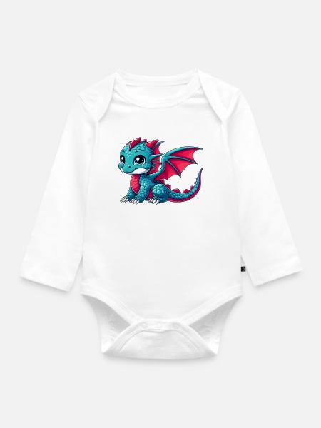 Drache - Baby Bio-Langarm-Body - Weiß