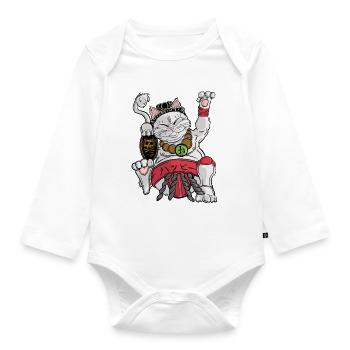 Maneki-neko Sumo - Baby Bio-Langarm-Body - Weiß - Vorne