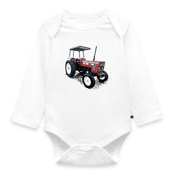 Tractor 666 - Organic Longsleeve Baby Bodysuit - white - Front