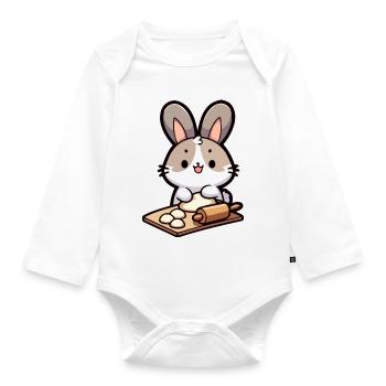 Bunny Baker: Der Teig-Delighter - Baby Bio-Langarm-Body - Weiß - Vorne