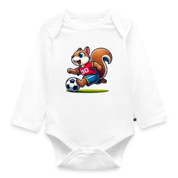 Scamper Striker: The Soccer Squirrel - Organic Longsleeve Baby Bodysuit - white - Front