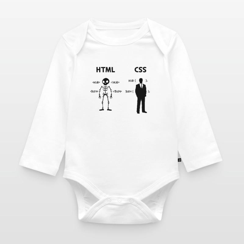 Développeur Programmeur Coden Code de script CSS Body Bébé bio manches longues