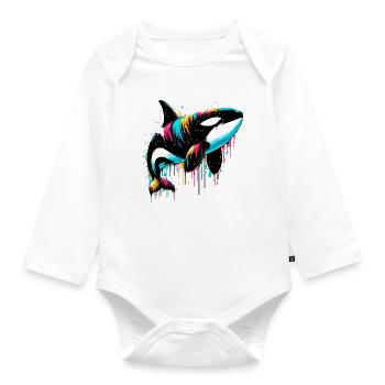 Killer whale - Organic Longsleeve Baby Bodysuit - white - Front