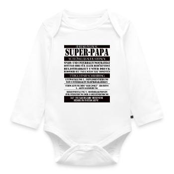 Super Dad – Job Description with Humor - Organic Longsleeve Baby Bodysuit - white - Front