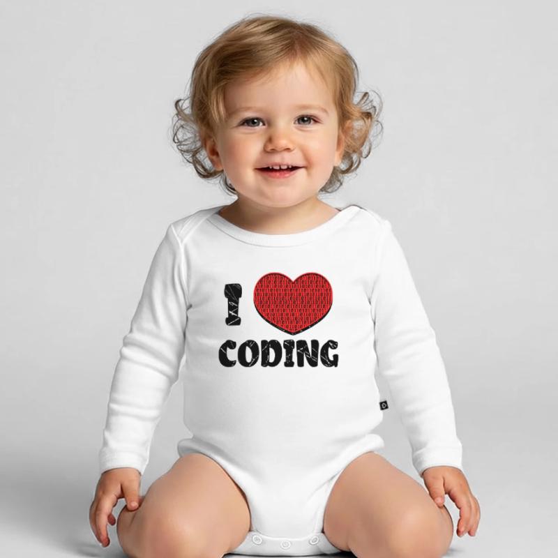 Code Developer Skripting Debug Herz Statement Baby Bio-Langarm-Body