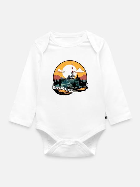 Brocken | Brocken im Harz | Brocken Sendeturm - Baby Bio-Langarm-Body - Weiß