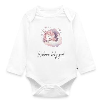 Welcome, Baby Girl - Organic Longsleeve Baby Bodysuit - white - Front