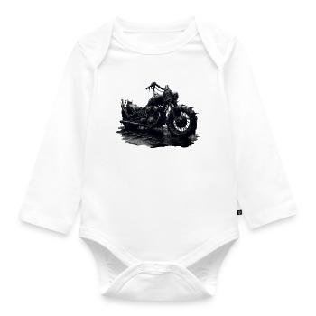 Rostiges Apokalypse Motorrad - Dark Fantasy Skull - Baby Bio-Langarm-Body - Weiß - Vorne