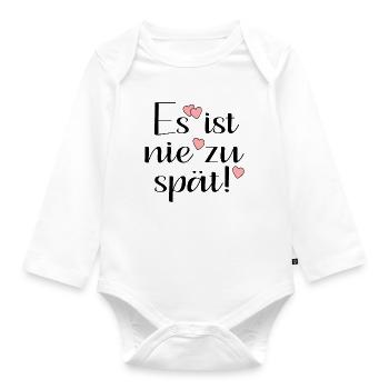 NIE ZU SPÄT - Baby Bio-Langarm-Body - Weiß - Vorne