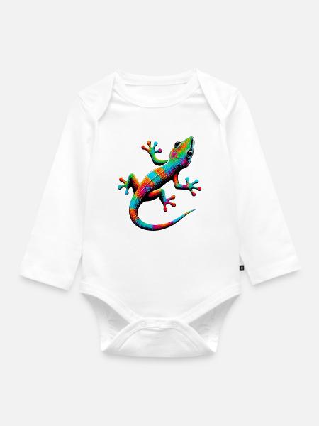 Gecko - Baby Bio-Langarm-Body - Weiß