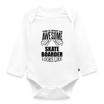 Skateboarder Skateboarder Skateboarder - Organic Longsleeve Baby Bodysuit - white - Front