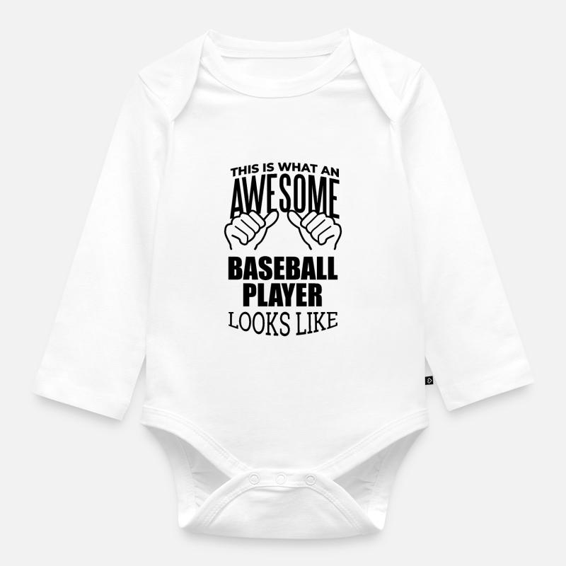 Base-ball - Body Bébé bio manches longues - blanc