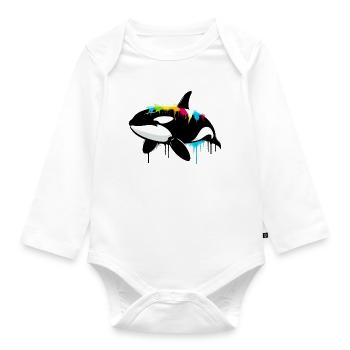 Killer whale - Organic Longsleeve Baby Bodysuit - white - Front