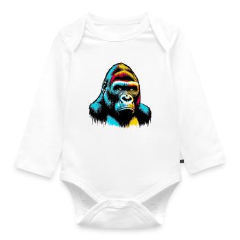Gorilla - Baby Bio-Langarm-Body - Weiß - Vorne