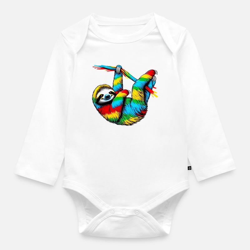 Faultier - Baby Bio-Langarm-Body - Weiß