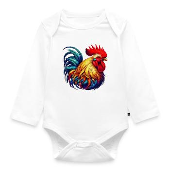 Rooster Hen - Organic Longsleeve Baby Bodysuit - white - Front