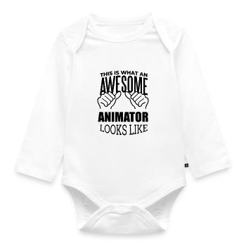 Animator Animator Animator - Organic Longsleeve Baby Bodysuit - white - Front