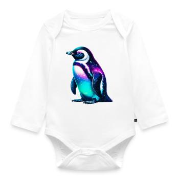 Aurora Borealis Pinguin - Baby Bio-Langarm-Body - Weiß - Vorne