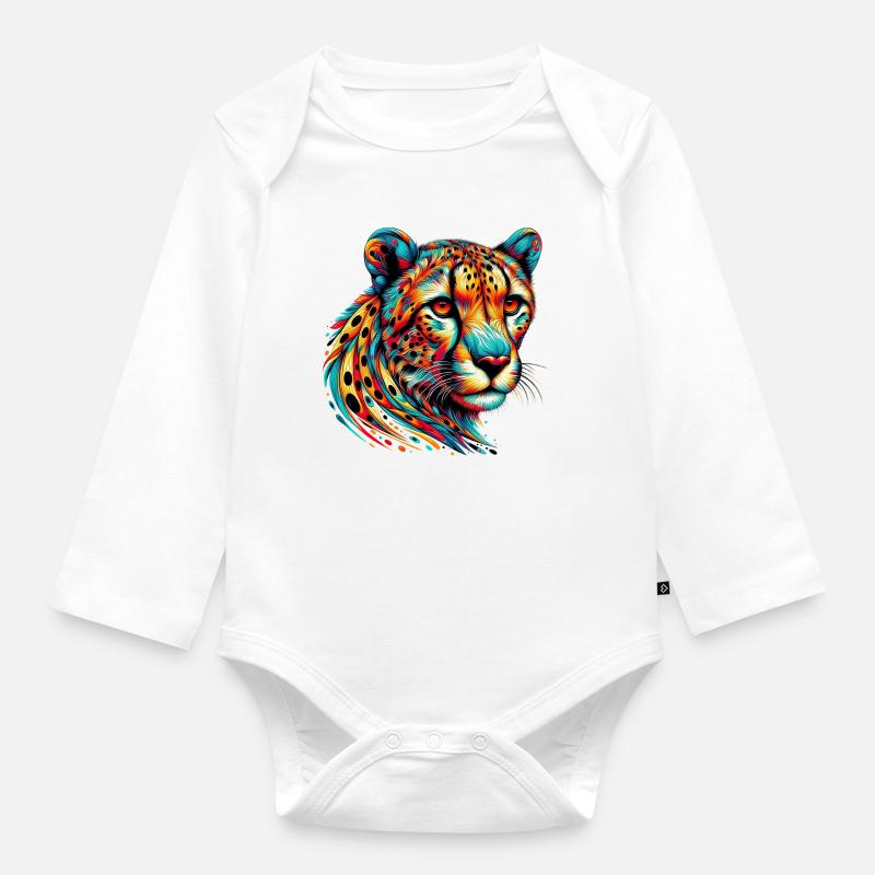 Guépard - Body Bébé bio manches longues - blanc