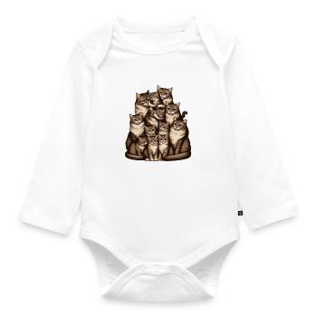 loving grouping of cats and kittens - Organic Longsleeve Baby Bodysuit - white - Front