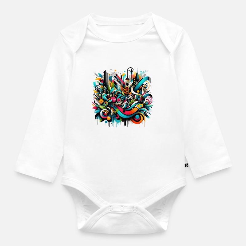 Illustration de graffiti dynamique Art urbain - Body Bébé bio manches longues - blanc