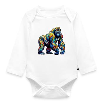 Gorilla - Baby Bio-Langarm-Body - Weiß - Vorne