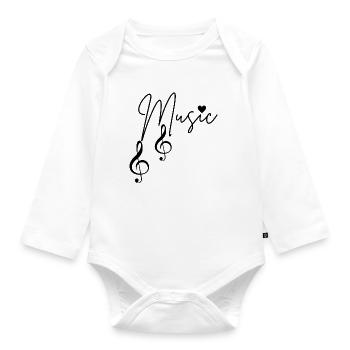 Musiknoten - Baby Bio-Langarm-Body - Weiß - Vorne