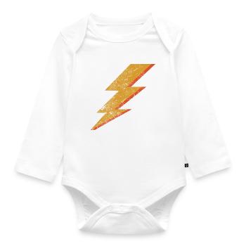 Grunge Style Red & Yellow Lightning Bolt - Organic Longsleeve Baby Bodysuit - white - Front