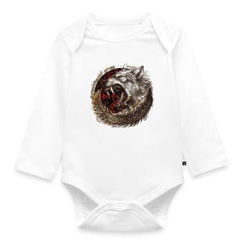 Viking Wolf Wolves Geri & Freki Valhalla d’Odin - Body Bébé bio manches longues - blanc - Devant