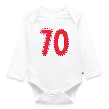 70. 70 JAHRE. 70. JAHRESTAG. 70-JÄHRIGES JUBILÄUM. - Baby Bio-Langarm-Body - Weiß - Vorne