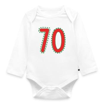 70. 70 JAHRE. 70. JAHRESTAG. 70-JÄHRIGES JUBILÄUM. - Baby Bio-Langarm-Body - Weiß - Vorne