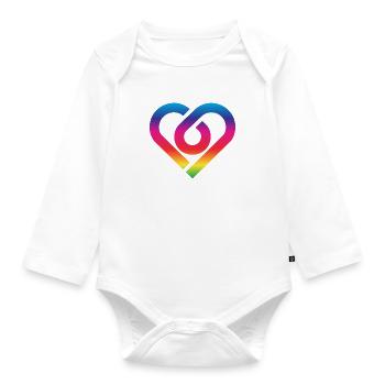 Rainbow Heart Homosexuality LGBT Love - Organic Longsleeve Baby Bodysuit - white - Front