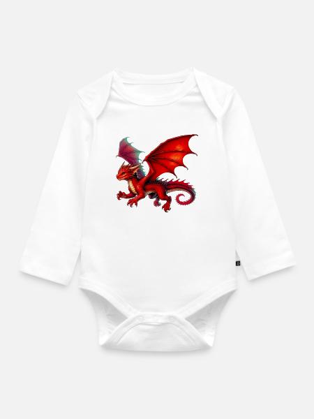 Drache - Baby Bio-Langarm-Body - Weiß
