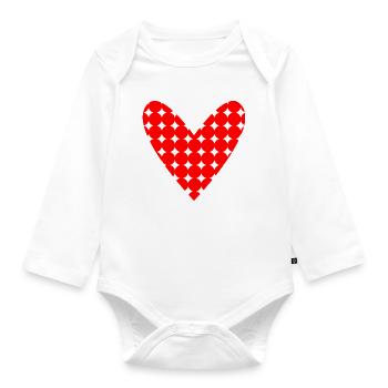 CŒUR. PAPA. MAMAN. EVJF. BEBE. ENFANT. COEUR. FÊTE - Body Bébé bio manches longues - blanc - Devant