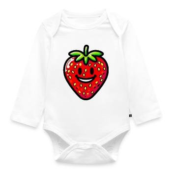Erdbeer-Erdbeeren - Baby Bio-Langarm-Body - Weiß - Vorne