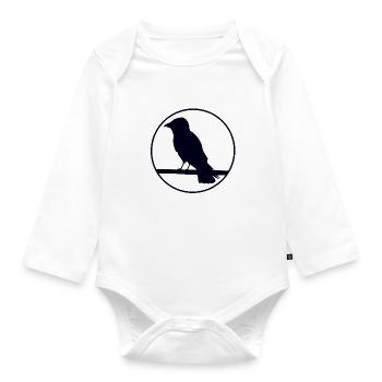 Crow on a branch - Organic Longsleeve Baby Bodysuit - white - Front