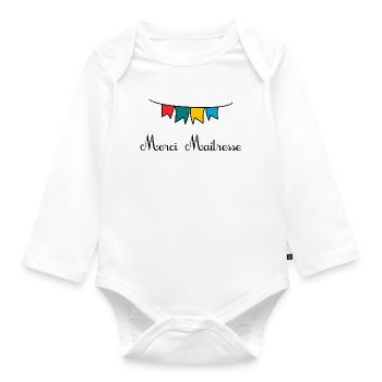 MERCI. MAÎTRESSE. MAÎTRE. MERCI MAÎTRESSE - Body Bébé bio manches longues - blanc - Devant