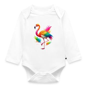 Flamingo Pride Back - Baby Bio-Langarm-Body - Weiß - Vorne