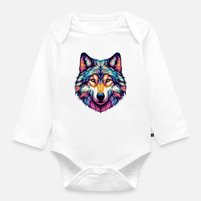Wolf - Baby Bio-Langarm-Body - Weiß