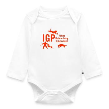 IGP Hundesport - Orange - Baby Bio-Langarm-Body - Weiß - Vorne
