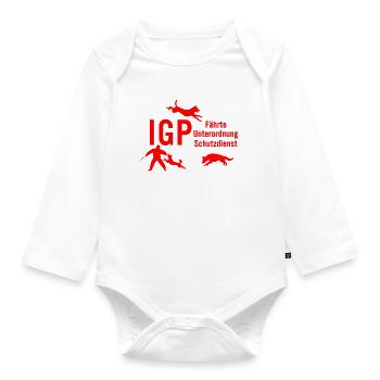 IGP Hundesport - Rot - Baby Bio-Langarm-Body - Weiß - Vorne