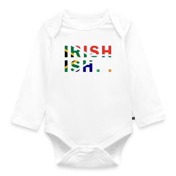 Irish Ish South Africa - Irish Dots Grey Outline - Organic Longsleeve Baby Bodysuit - white - Front