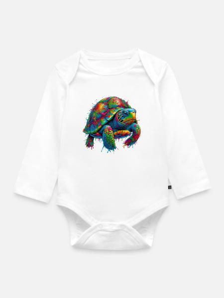 Schildkröte - Baby Bio-Langarm-Body - Weiß