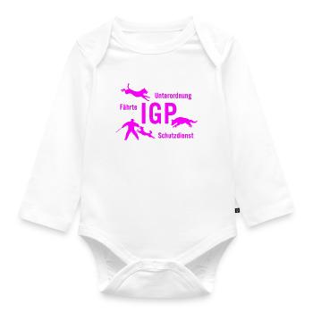 IGP Hundesport - pink - Baby Bio-Langarm-Body - Weiß - Vorne