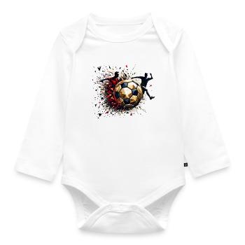 dynamische Fußballspieler spielen Fußball - Baby Bio-Langarm-Body - Weiß - Vorne