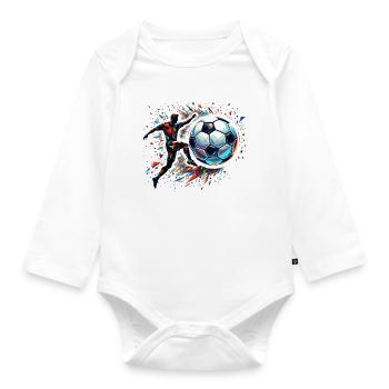 dynamischer Fußballspieler spielt Fußball - Baby Bio-Langarm-Body - Weiß - Vorne