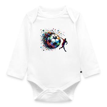dynamischer Fußballspieler spielt Fußball - Baby Bio-Langarm-Body - Weiß - Vorne