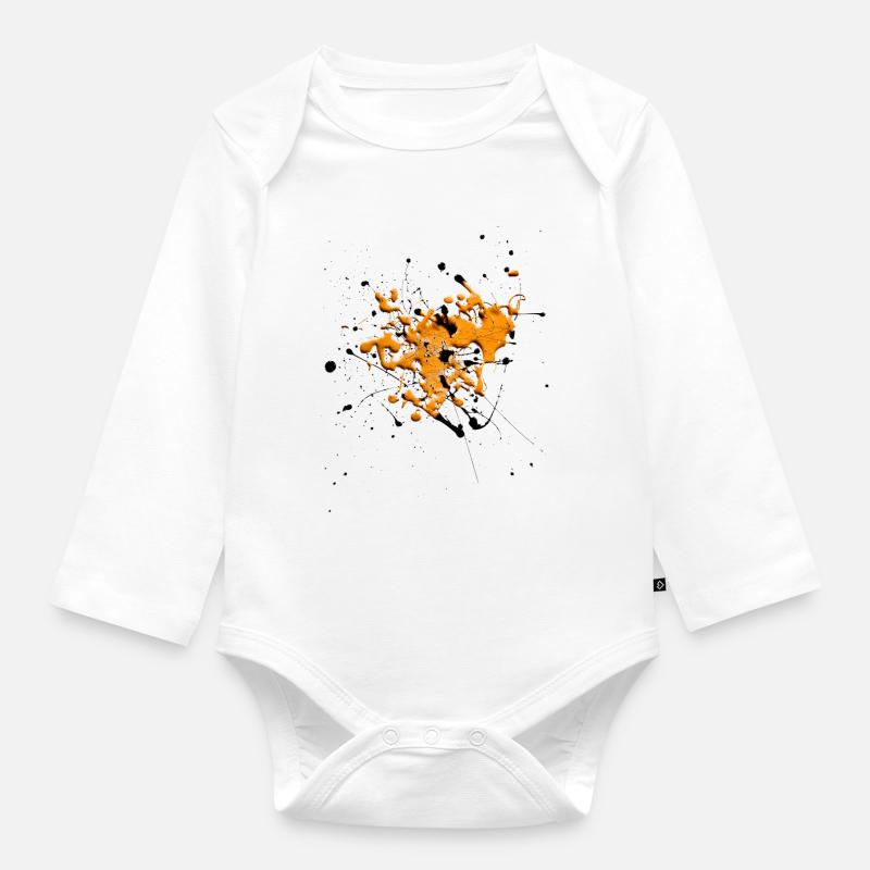 Orange.Splash - Baby Bio-Langarm-Body - Weiß